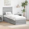 vidaXL Bed Frame Grey Sonoma and Silver 70 x 190 cm Engineered Wood