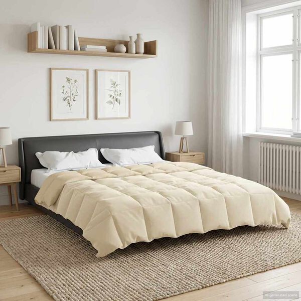 vidaXL Winter Duvet Quilted Cream 220 x 240 cm Microfiber