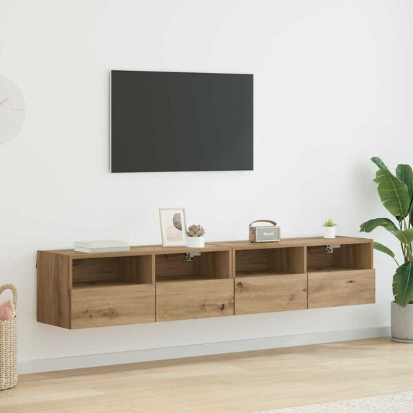 vidaXL TV Wall Cabinets Wall-mounted 2 pcs Artisan Oak 80 x 30 x 30 cm