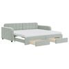 vidaXL Daybed with Trundle and Drawers Light Grey 90x190 cm Velvet