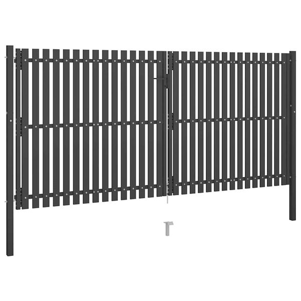 vidaXL Garden Fence Gate Steel 400x175 cm Anthracite
