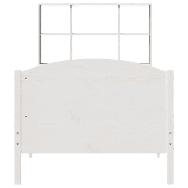vidaXL Bookcase Bed without Mattress White 90x200cm Solid Wood Pine