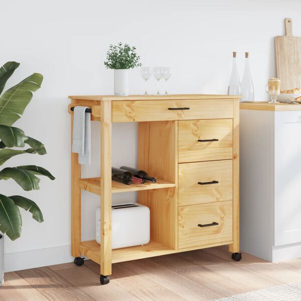 vidaXL Kitchen Trolley MONZA 84x40x88.5 cm Solid Wood Pine