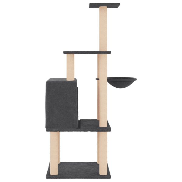 vidaXL Cat Tree with Sisal Scratching Posts Dark Grey 132 cm