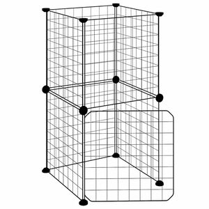 vidaXL 8-Panel Pet Cage with Door Black 35x35x70 cm Steel