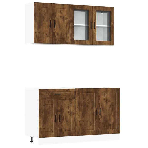 vidaXL 4 Piece Kitchen Cabinet Set Porto Smoked Oak Engineered Wood