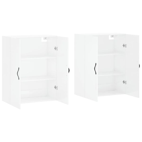vidaXL Wall Mounted Cabinets 2 pcs High Gloss White Engineered Wood