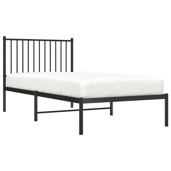 vidaXL Metal Bed Frame without Mattress with Headboard Black 90x190cm