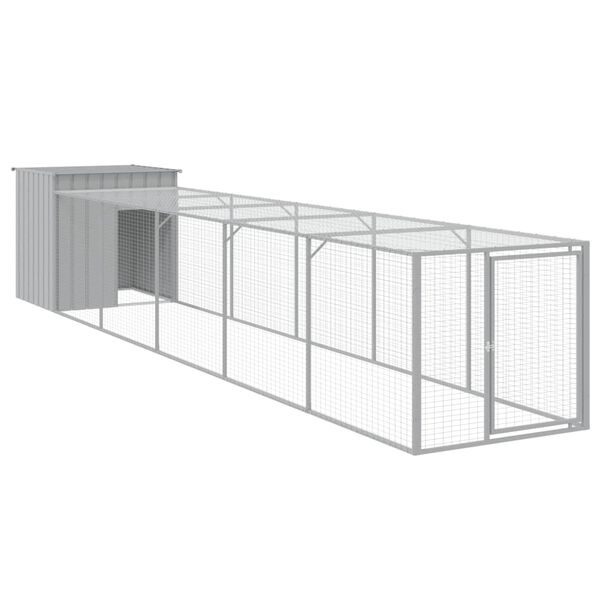 vidaXL Chicken Cage with Run Light Grey 110x609x110 cm Galvanised Steel