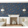 DUTCH WALLCOVERINGS Wallpaper Flower Dark Blue and Bronze