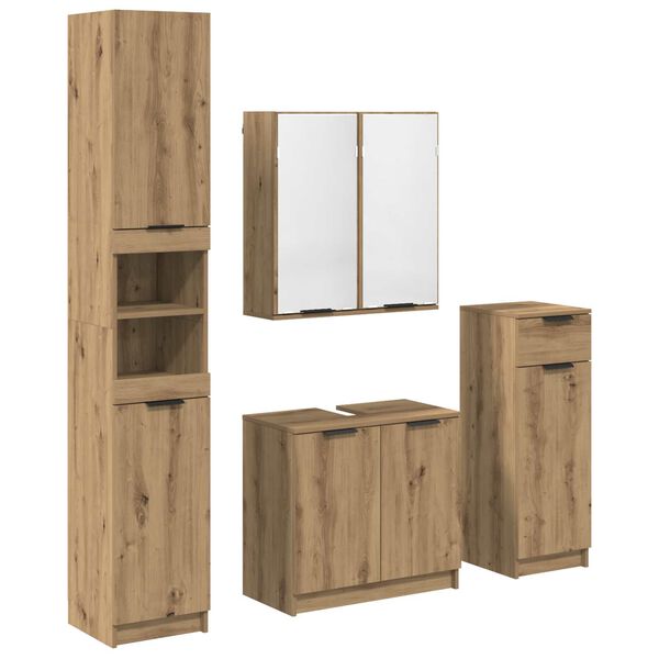vidaXL Bathroom Furniture Set 4 pcs Artisan Oak Engineered Wood