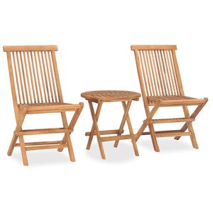 vidaXL 3 Piece Folding Outdoor Dining Set Solid Teak Wood