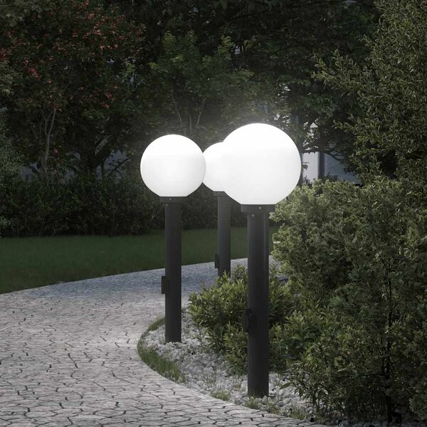 vidaXL Bollard Lights with Outlet 3 pcs 80 cm Black IP44
