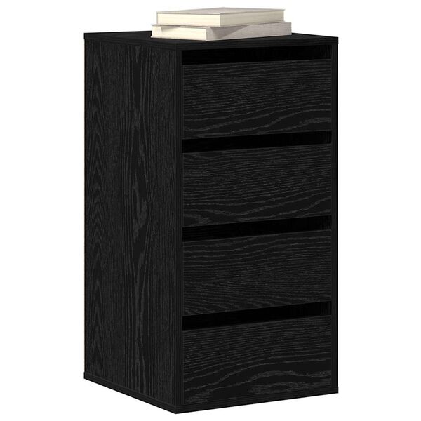 vidaXL Drawer Cabinet Black 40 x 41 x 76 cm Engineered Wood