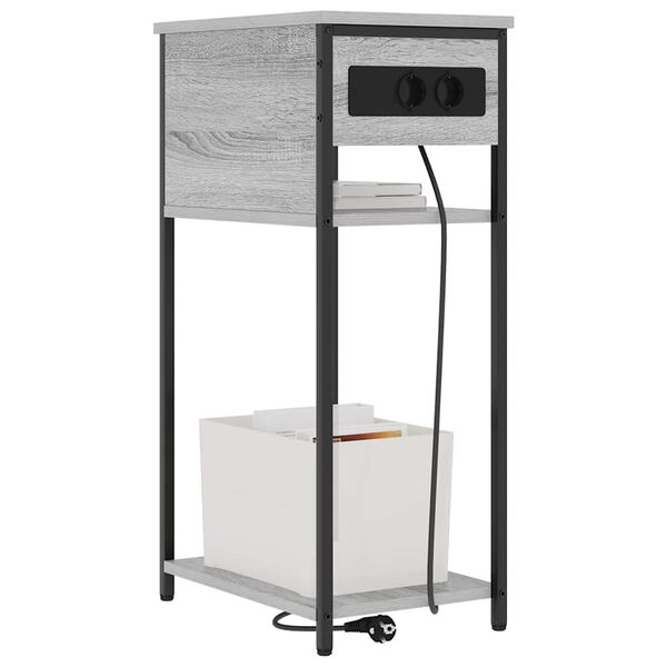 vidaXL Bedside Cabinet Grey Sonoma 41 x 28 x 76 cm Engineered Wood