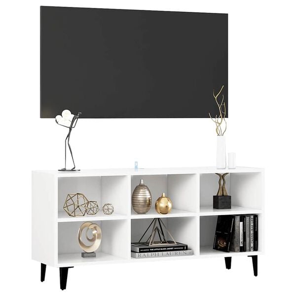 vidaXL TV Cabinet with Metal Legs White 103.5x30x50 cm