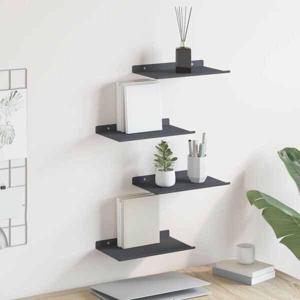 vidaXL Floating Shelf 4 pcs Anthracite 30 x 18 x 2.5 cm Steel
