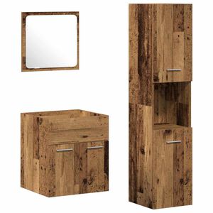 vidaXL Bathroom Furniture Set with Door 4 pcs Old Wood Engineered Wood