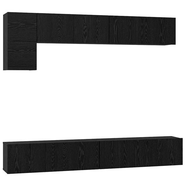 vidaXL TV Cabinet Set Wall-mounted 5 pcs Black Oak Engineered Wood