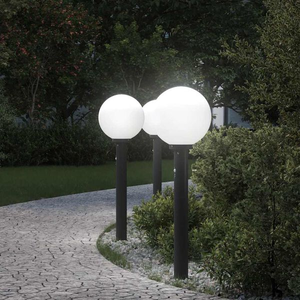 vidaXL Bollard Lights with Sensor 3 pcs 80 cm Black IP44