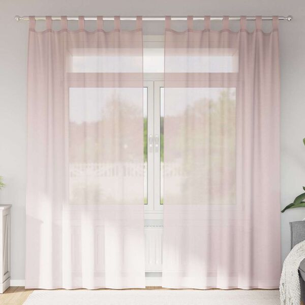 vidaXL Voile Curtains with Loops 2 pcs Light Pink 140x245 cm