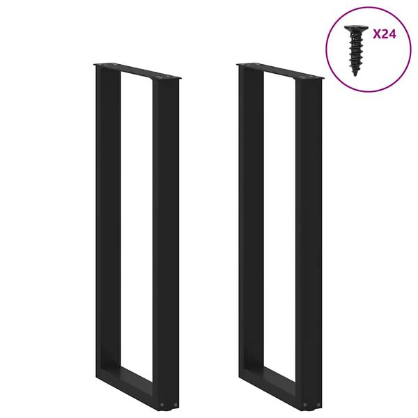vidaXL Bar Table Legs U-Shaped 2 pcs Black 50x(110-111) cm Steel