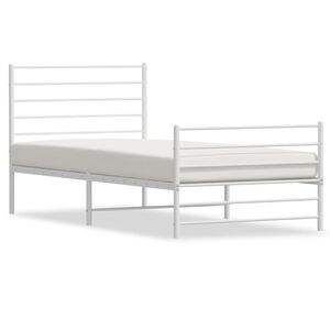 vidaXL Metal Bed Frame without Mattress with Footboard White 90x190cm