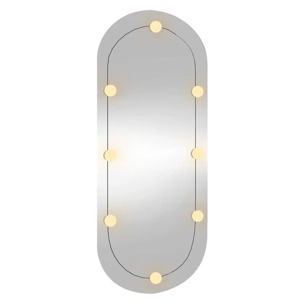 vidaXL Wall Mirror with LED Lights 25x60 cm Glass Oval