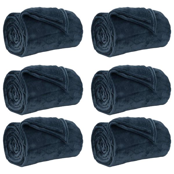 vidaXL Throw Blankets 6 pcs Navy Blue 150 x 200 cm Fleece