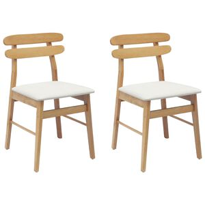 vidaXL Dining Chair 2 pcs Solid Rubber Wood Natural and Light