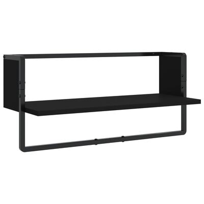 vidaXL 6 Piece Wall Shelf Set with Bars Black Engineered Wood