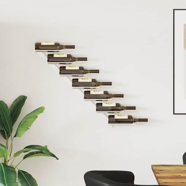 vidaXL Wall-mounted Wine Rack for 7 Bottles White Metal