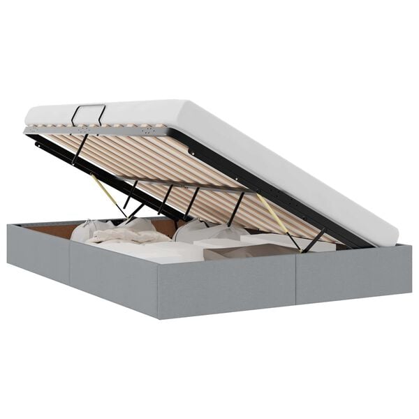 vidaXL Storage Bed with Mattress Light Grey 135 x 190 cm Fabric