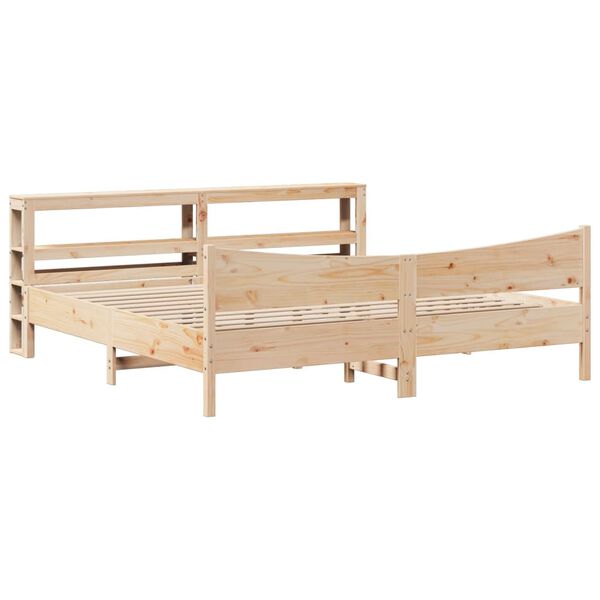 vidaXL Bed Frame with Headboard 180x200 cm Super King Solid Wood Pine
