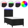 vidaXL Box Spring Bed with Mattress&LED Black 90x200 cm Velvet