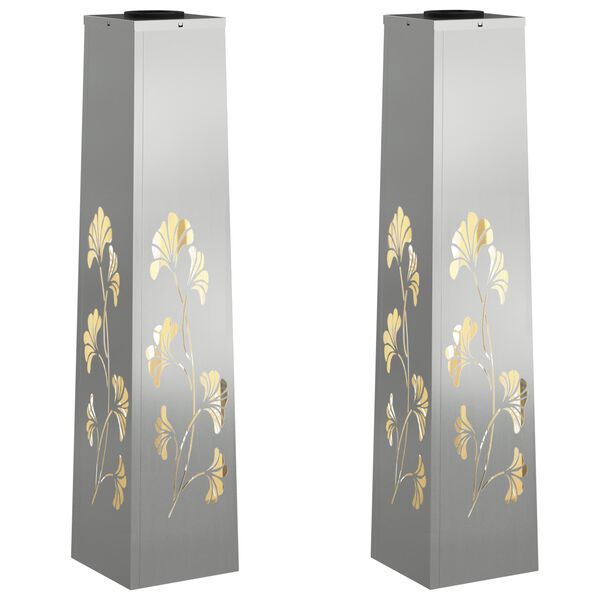 vidaXL Solar LED Pathway Light 2 pcs Galvanized Galvanized