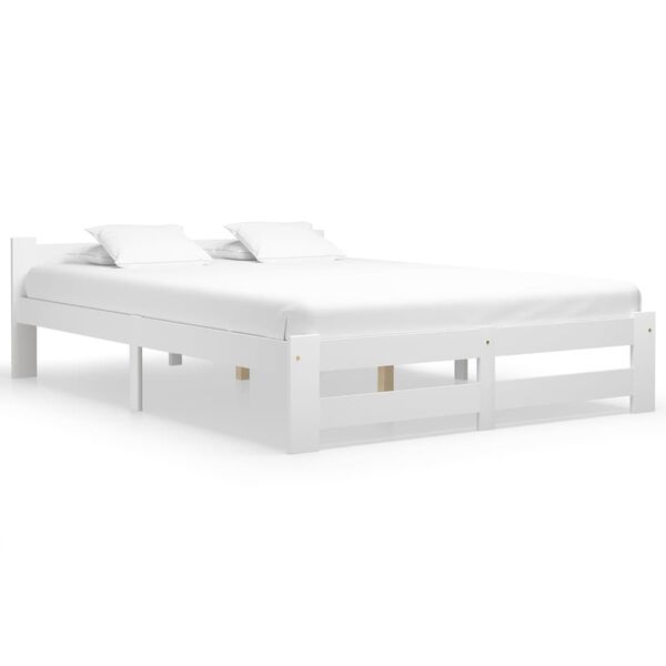 vidaXL Bed Frame without Mattress White Solid Pine Wood 180x200 cm Super King