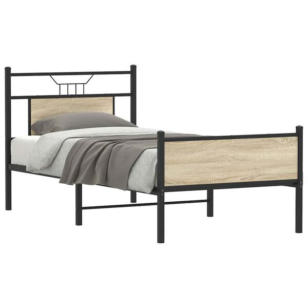 vidaXL Bed Frame without Mattress Sonoma Oak 90x190 cm Single Engineered Wood