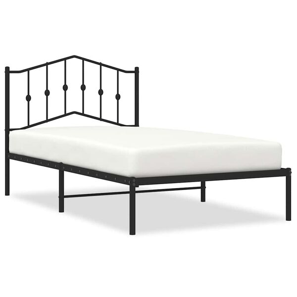 vidaXL Metal Bed Frame without Mattress with Headboard Black 100x190cm