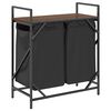 vidaXL Laundry Basket 2 Compartments with Shelf Brown Oak