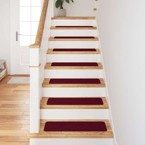 vidaXL Anti-slip Stair Mats 15 pcs Bordeaux 75 x 20 cm PP