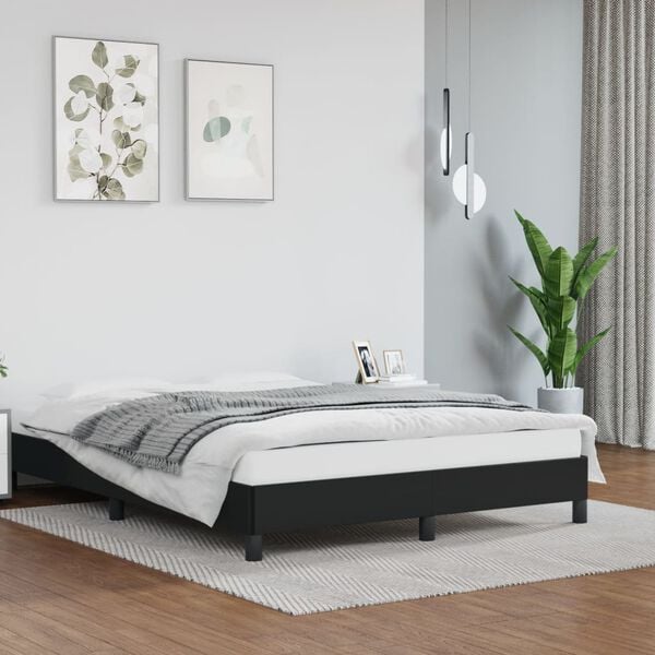 vidaXL Bed Frame without Mattress Black 135x190 cm Double Double Faux Leather