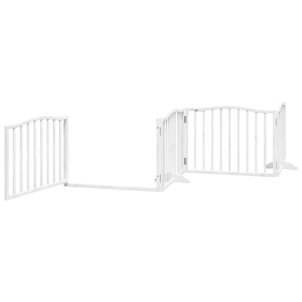 vidaXL Dog Gate with Door Foldable 4 Panels White 320 cm Poplar Wood