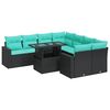 vidaXL 9 Piece Garden Sofa Set with Cushions Black Poly Rattan Acacia