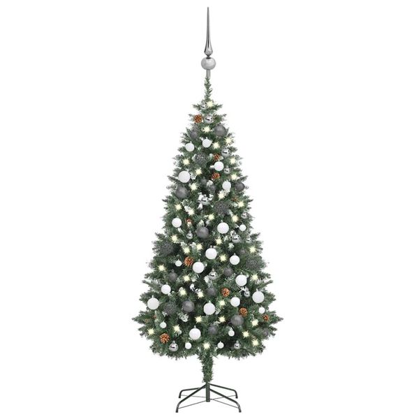 vidaXL Artificial Pre-lit Christmas Tree with Ball Set Pine Cones 180 cm