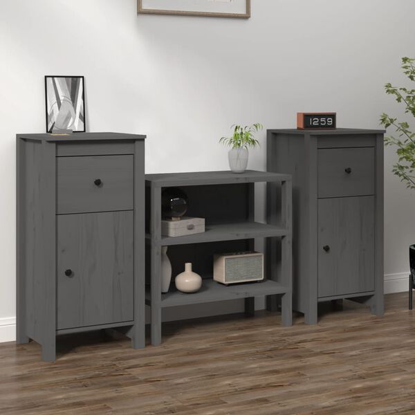 vidaXL Sideboards 2 pcs Grey 40x35x80 cm Solid Wood Pine