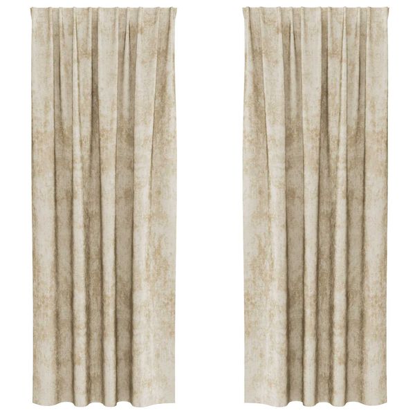 vidaXL Velvet Curtains with Curtains 2 pcs Cream 245 x 140 cm Velvet