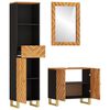 vidaXL 3 Piece Bathroom Cabinet Set Brown and Black Solid Wood Mango
