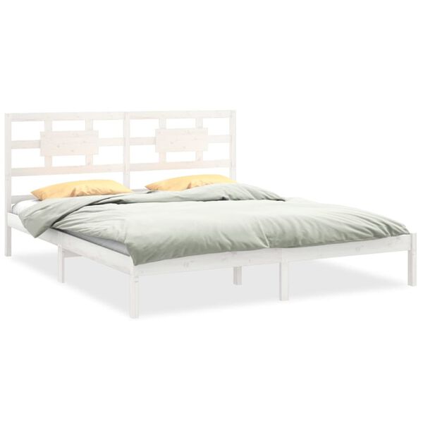vidaXL Bed Frame without Mattress White 180x200 cm Super King Solid Wood