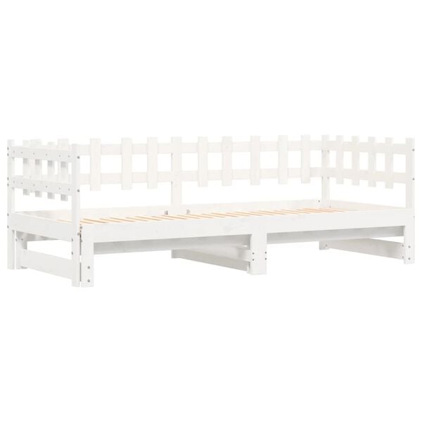 vidaXL Pull-out Day Bed without Mattress White 2x(80x200) cm Solid Wood
